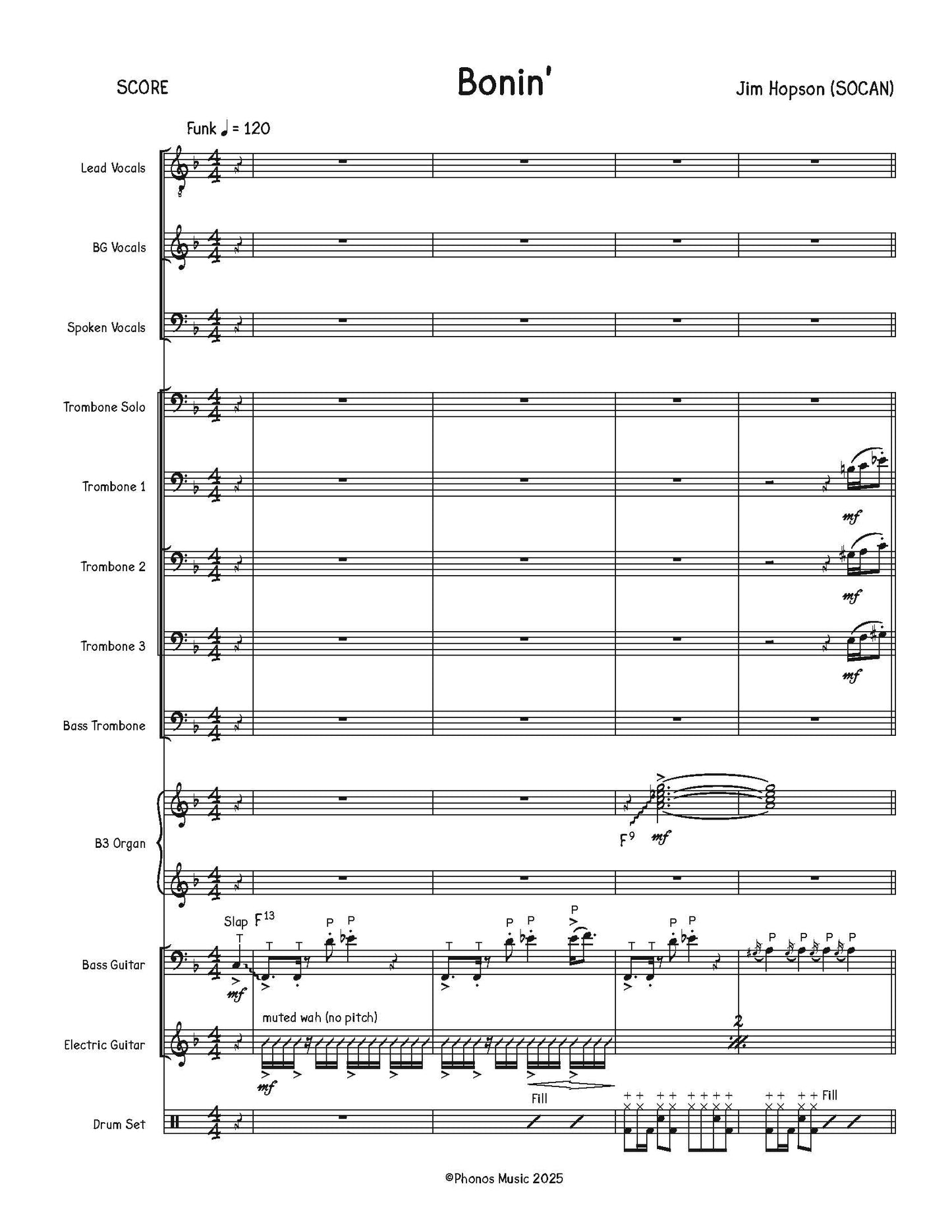 James Hopson: Bonin' for Trombone Quintet and rhythm section