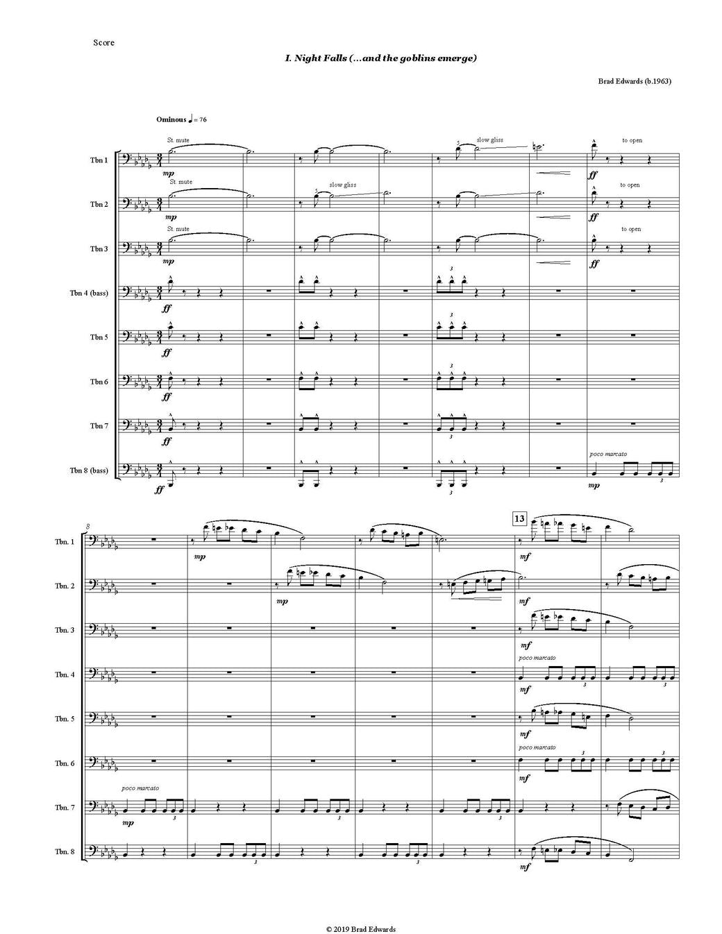 Brad Edwards: Circadian Suite for Trombone Octet