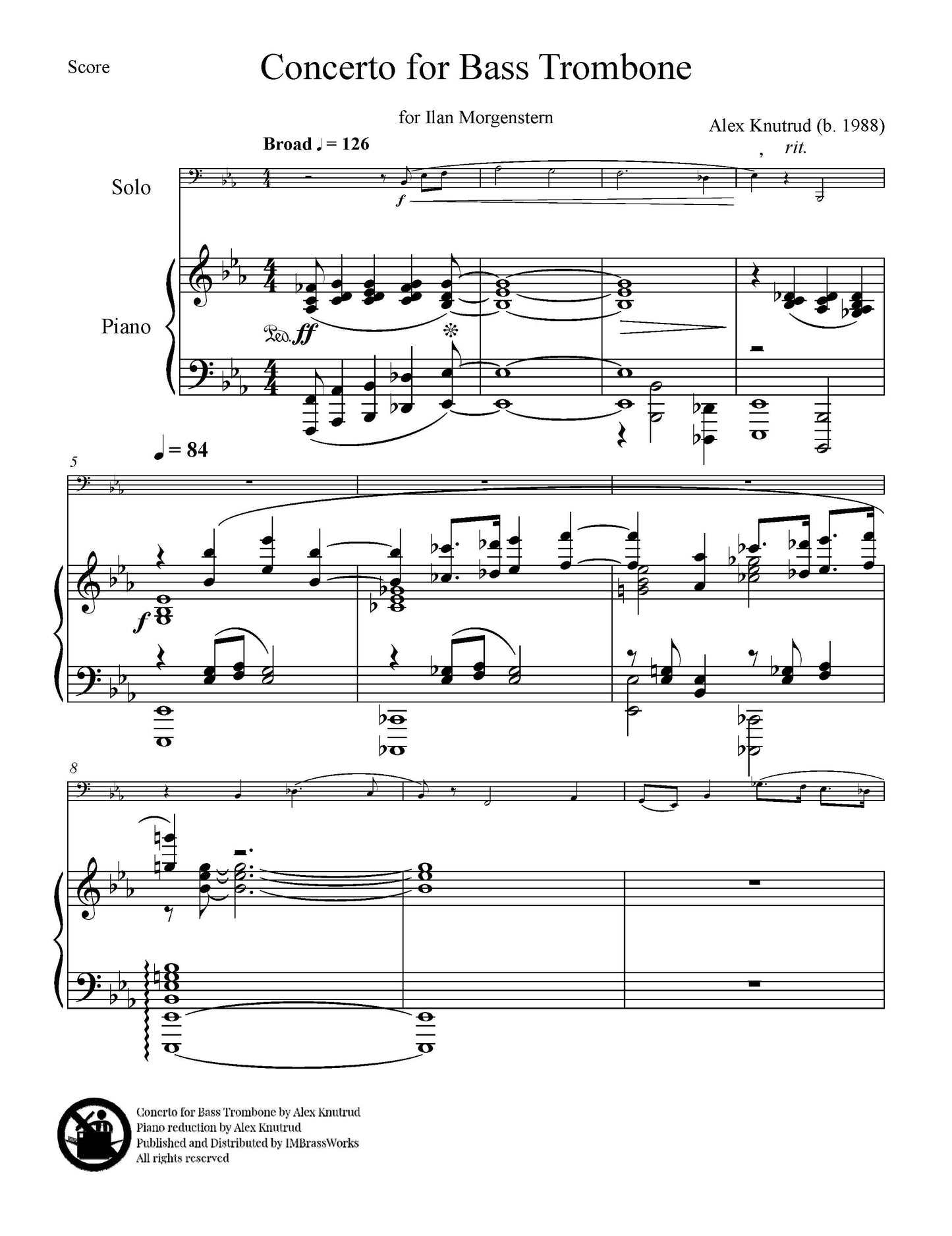 Alex Knutrud: Bass Trombone Concerto