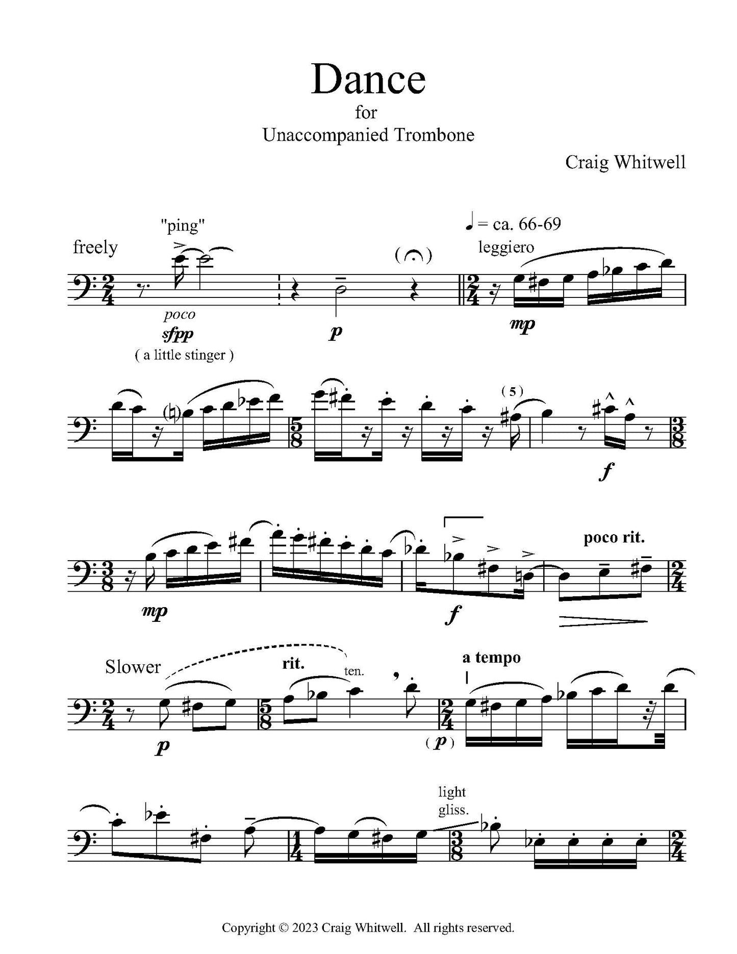Craig Whitwell: Dance for Unaccompanied Trombone