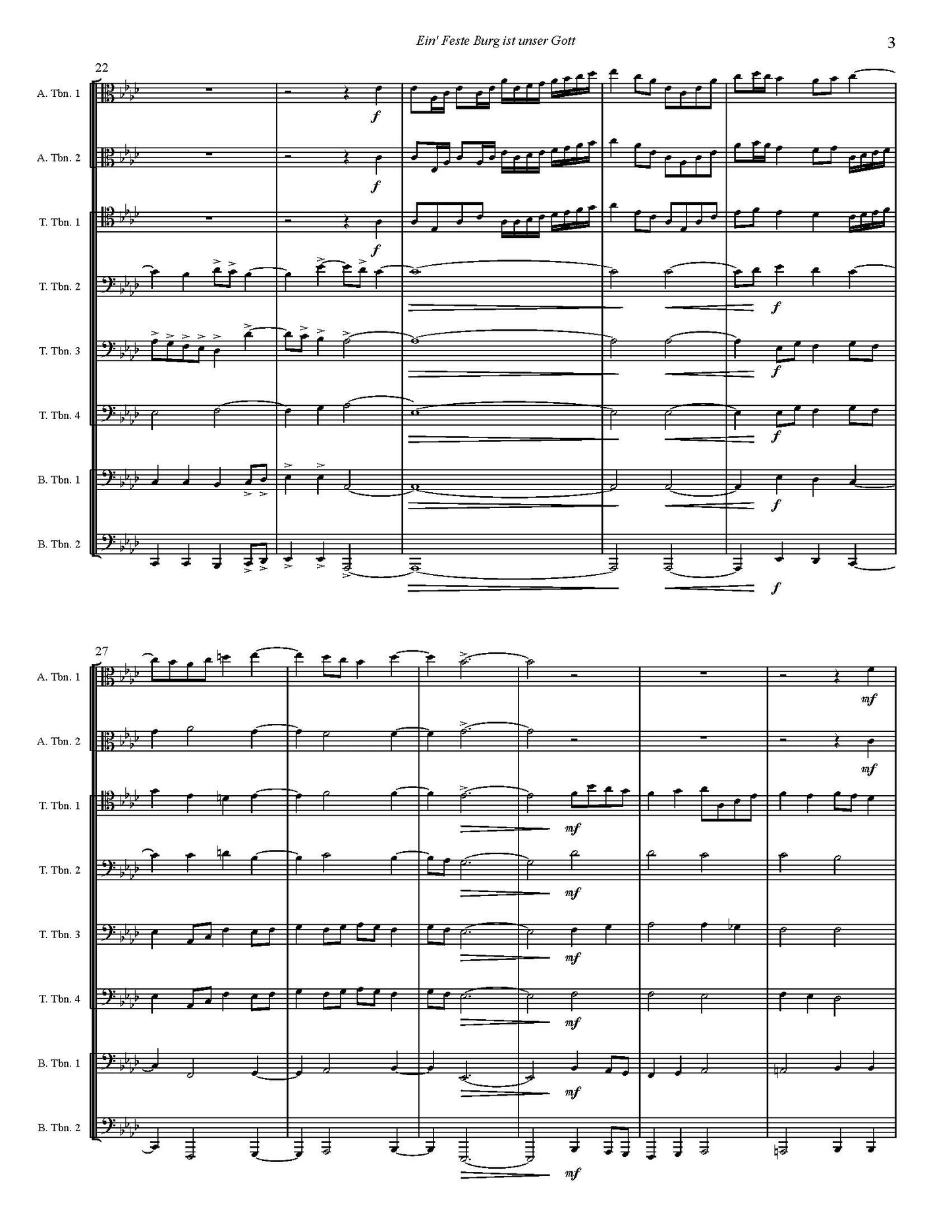 Martin Luther arr. Burnam: Ein Feste Burg (A Mighty Fortress Is Our God) for Trombone Octet