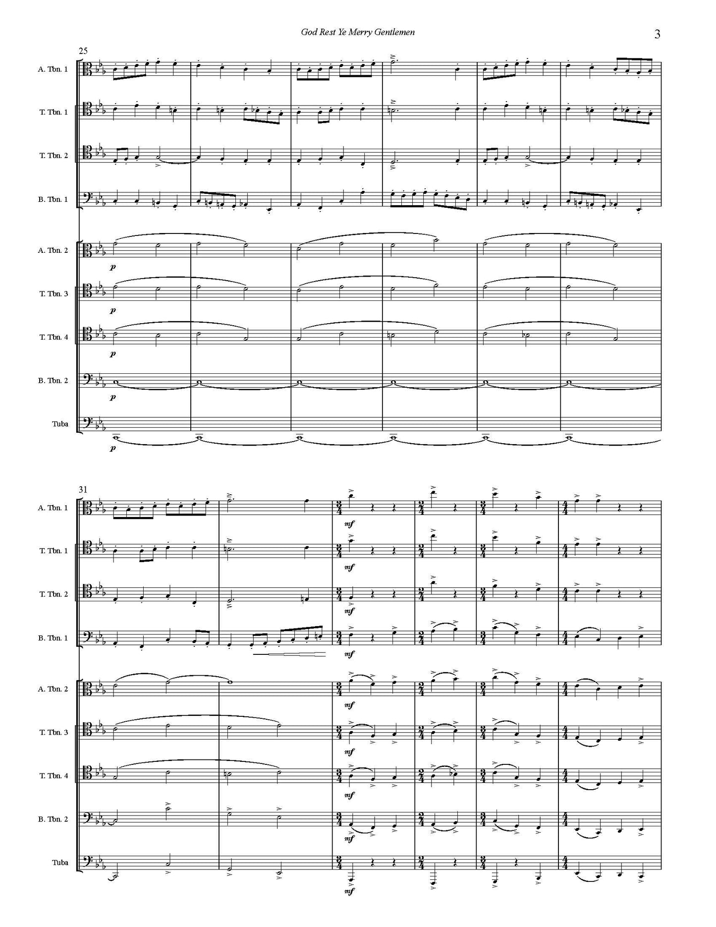 Trad. arr. Joe Burnam: God Rest Ye Merry Gentlemen for 9-part Trombone Ensemble