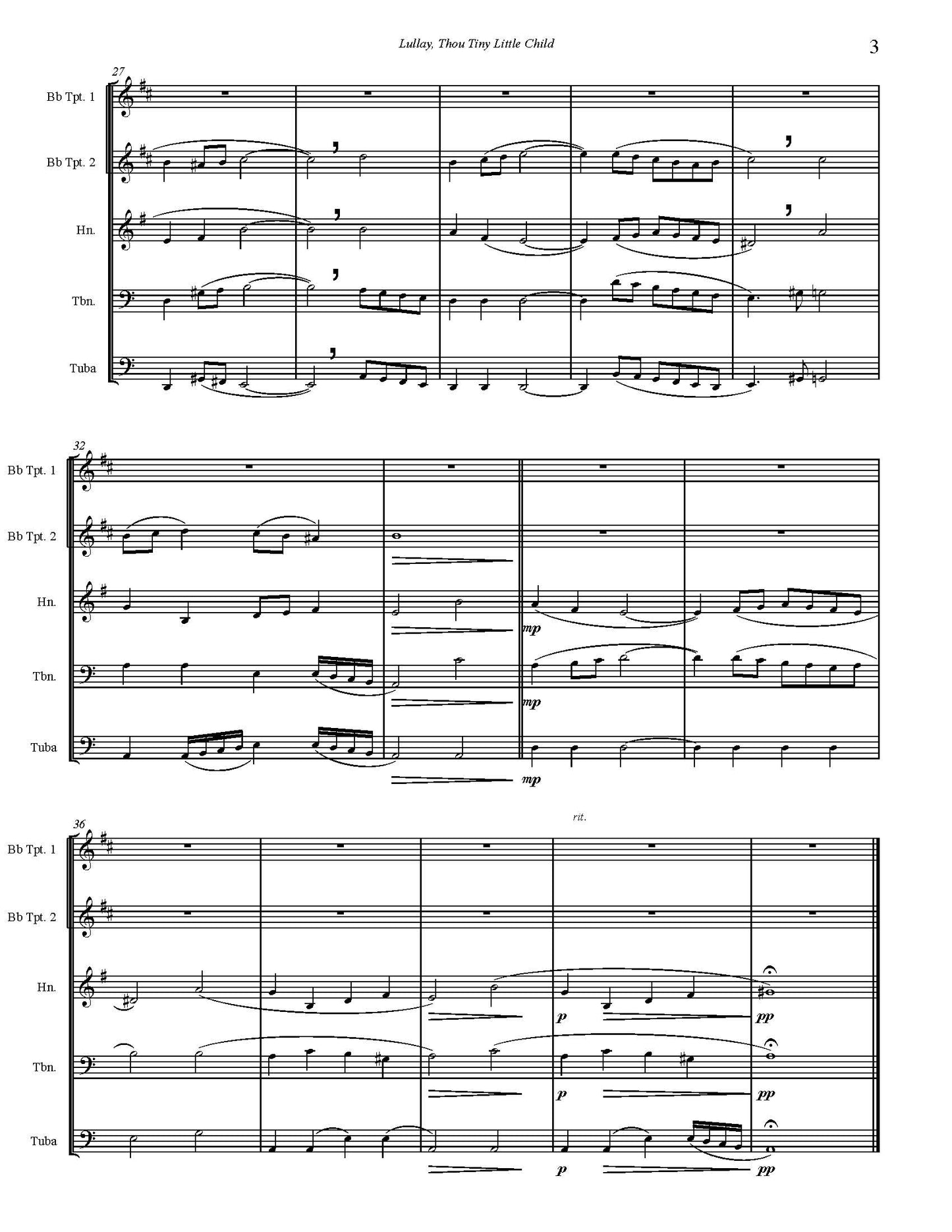 Traditional att. Burnam: Lullay, Thou Tiny Little Child For Brass Quintet