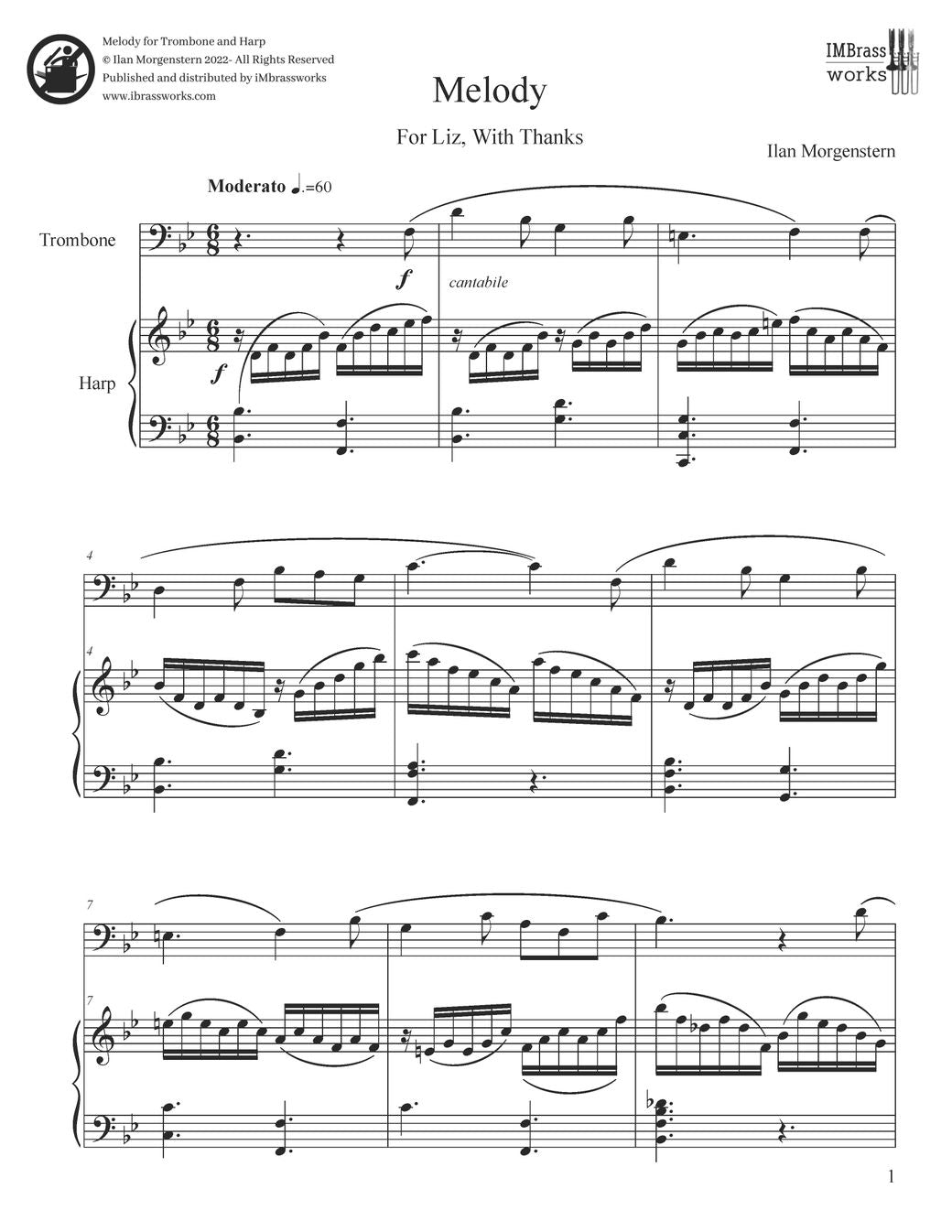 Ilan Morgenstern: Melody for Trombone and Harp