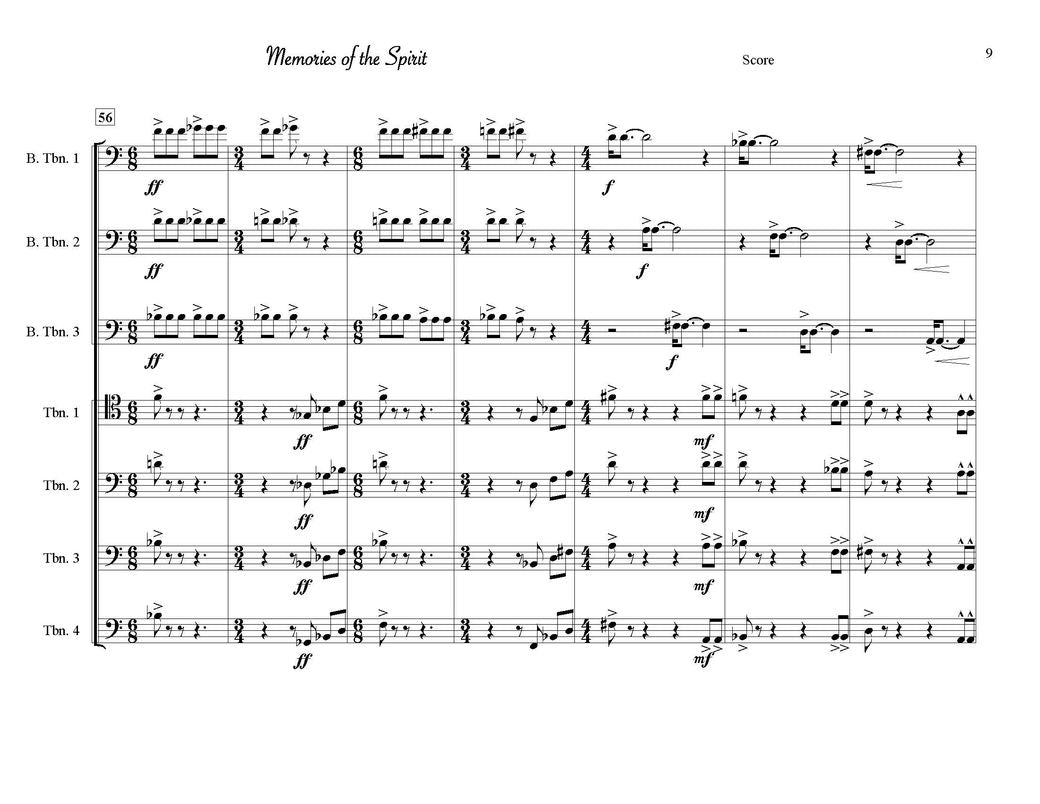 Brad Edwards: Memories of the Spirit for 3 Bass Trombone Soloists and Trombone Ensemble