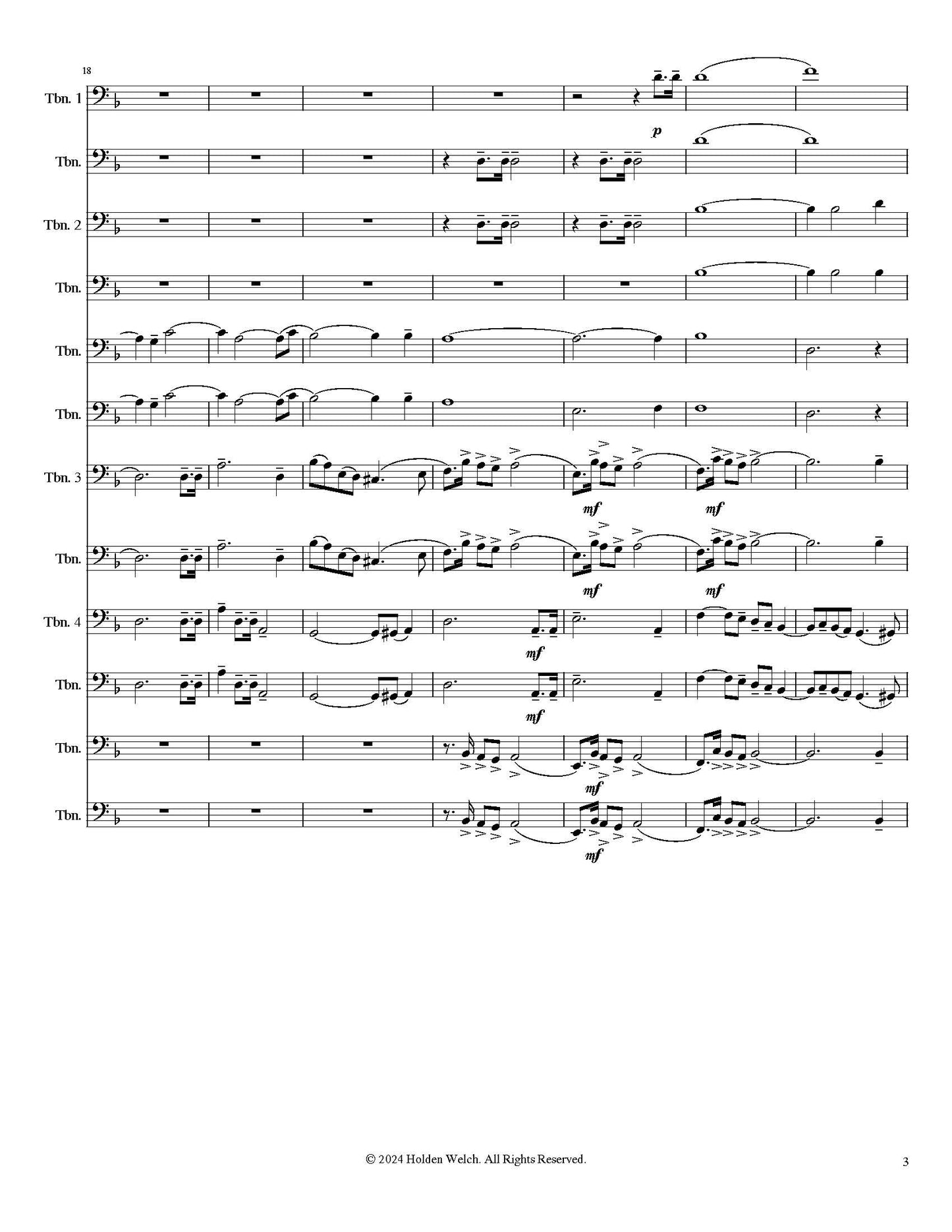 Holden Welch: No Longer Mourn for Me for Mass Trombone Choir (PDF)
