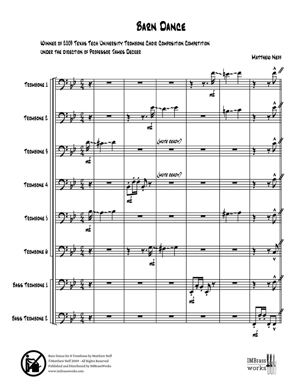 Matthew Neff: Barn Dance for Trombone Octet