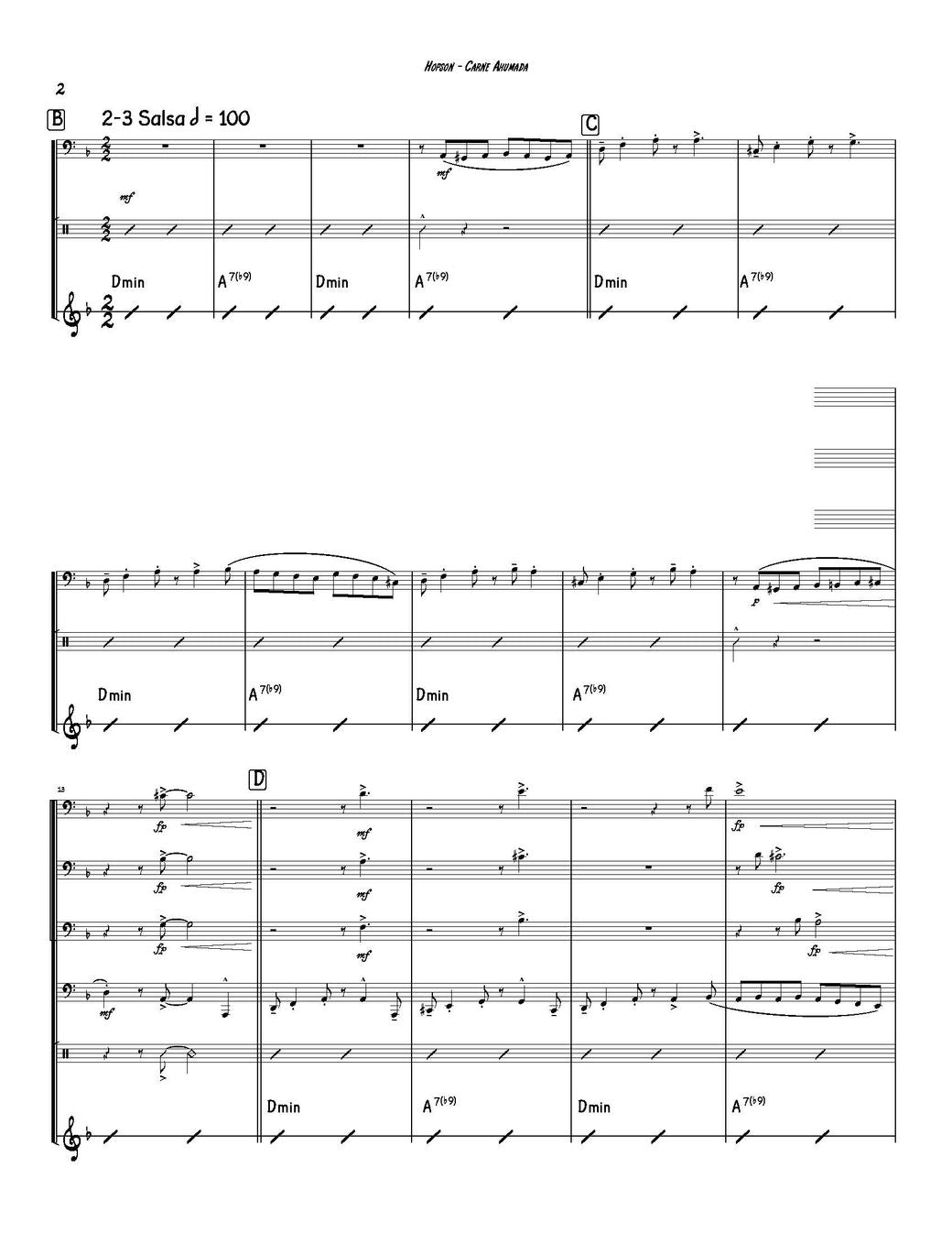 Jim Hopson: Carne Ahumada for Bass Trombone and Track (opt. 3 Trombones and Percussion)