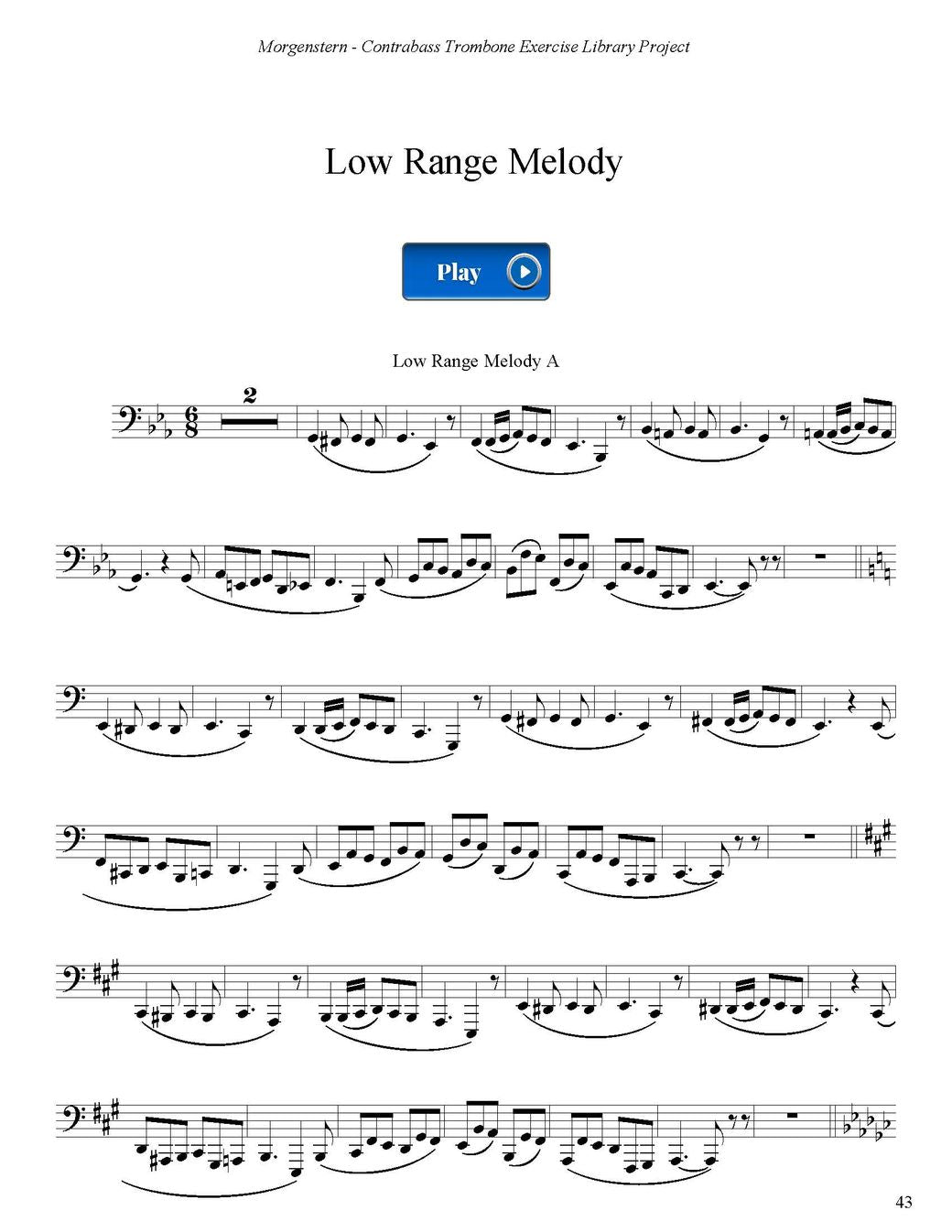 Ilan Morgenstern ed. John Ohnstad: Contrabass Trombone Exercise Library Project