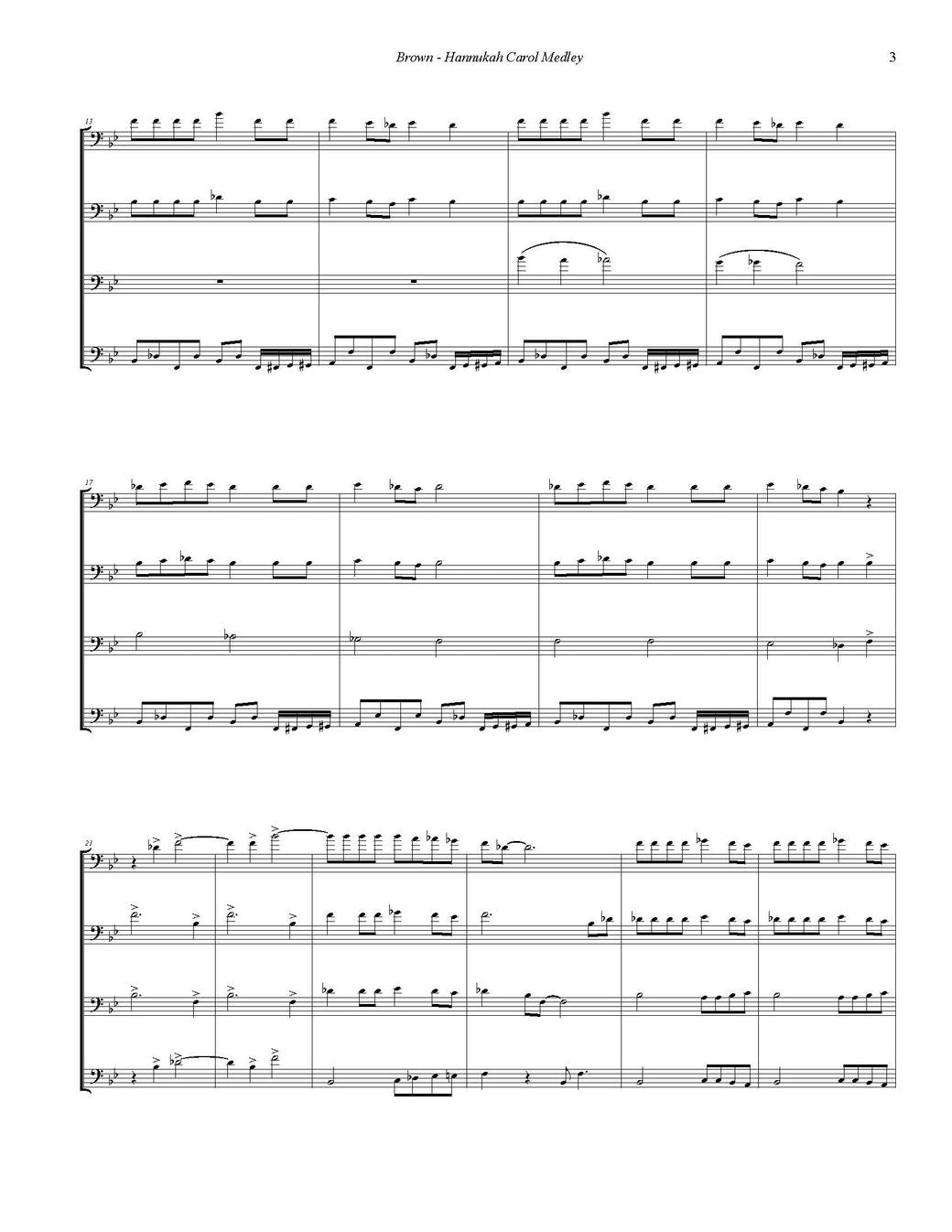 Michael Brown: Hannukah Carol Medley for Trombone Quartet