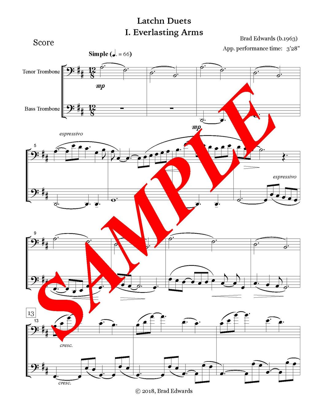 Brad Edwards: Latchn Duets for Tenor and Bass Trombones