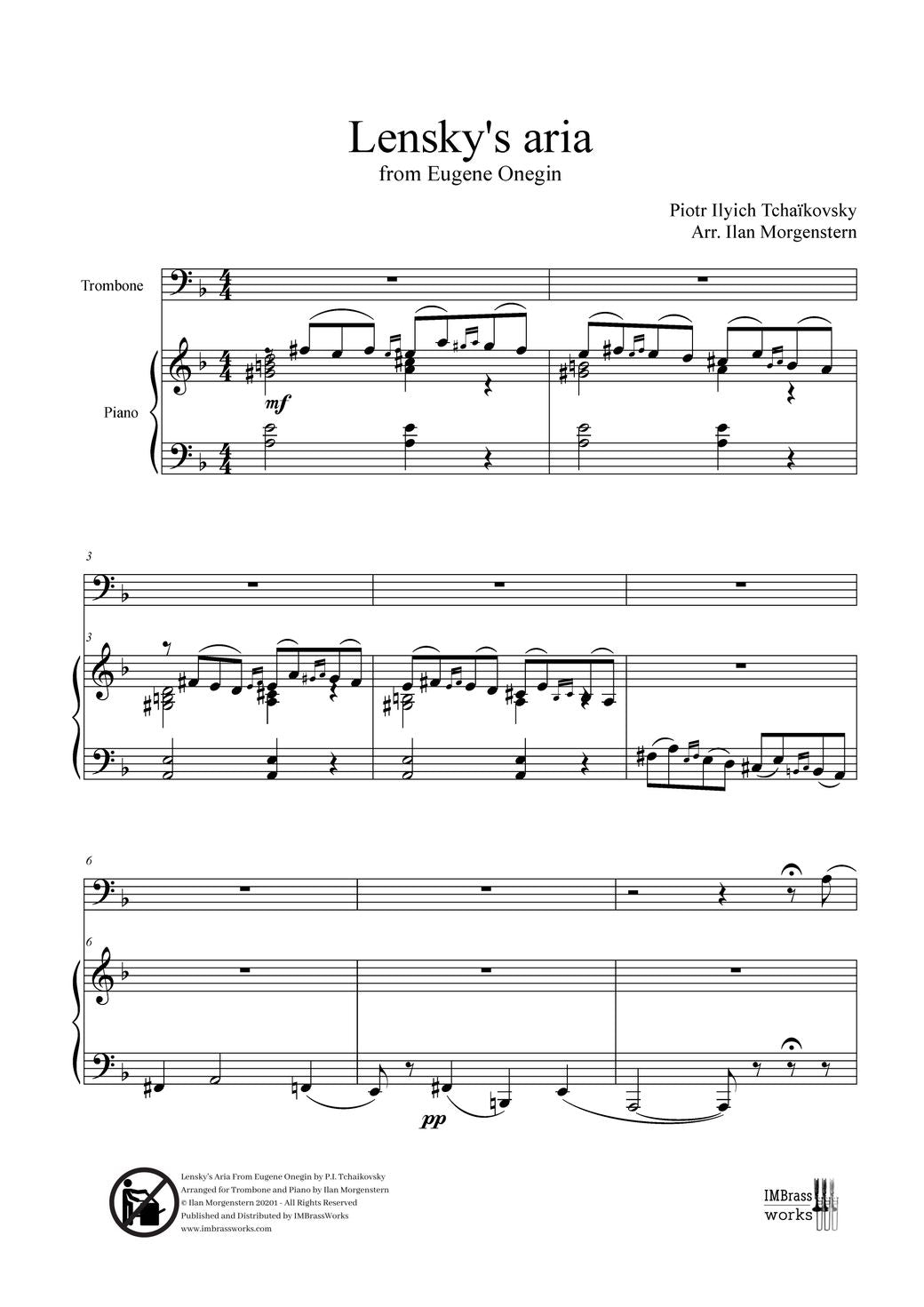 Tchaikovsky arr. Morgenstern: Lensky's Aria from Eugene Onegin