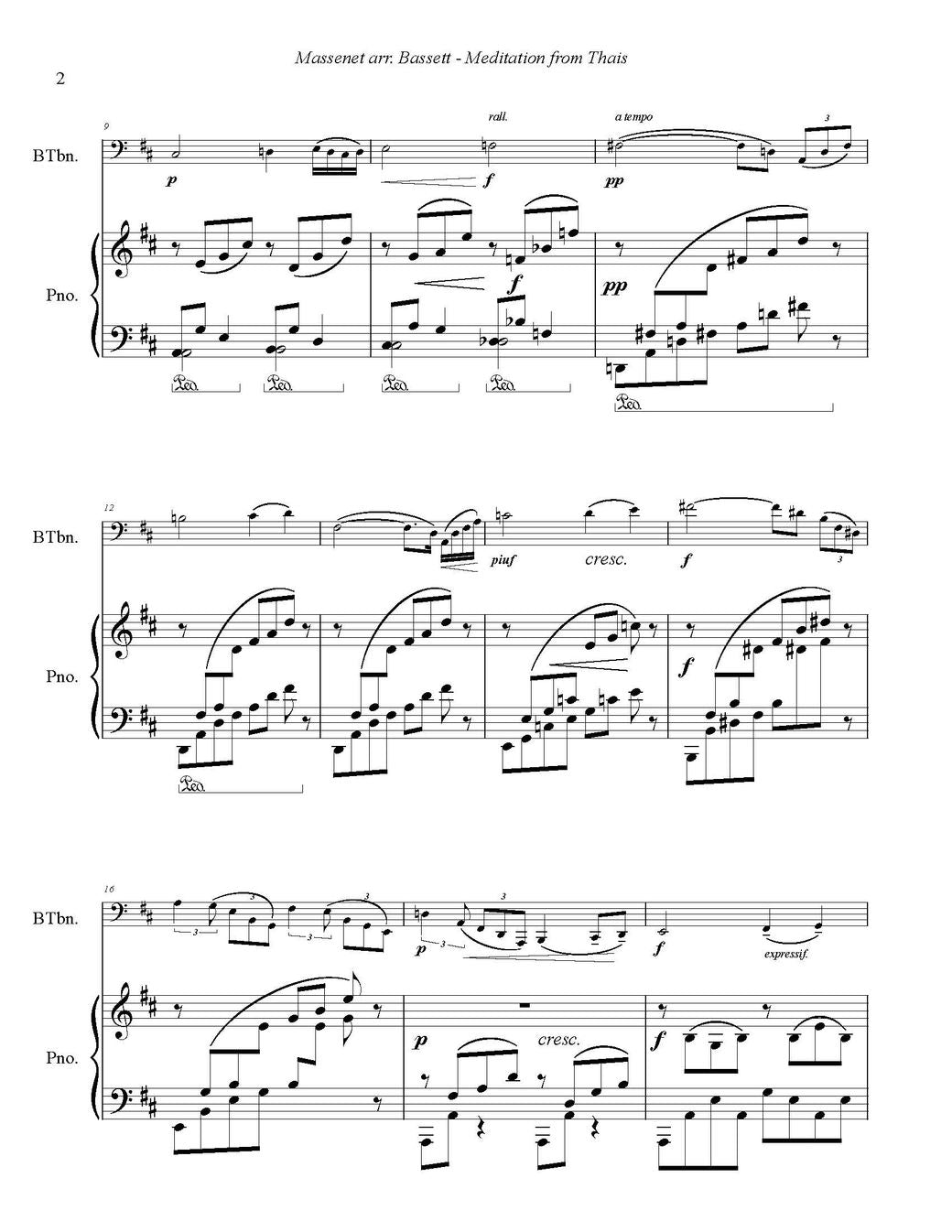 Massenet arr. Bassett: Meditation from Thais for Bass Trombone and Piano