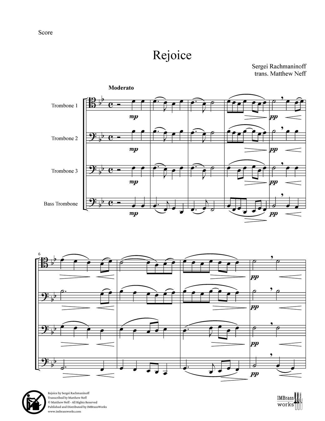 Rachmaninoff trans. Neff: Rejoice