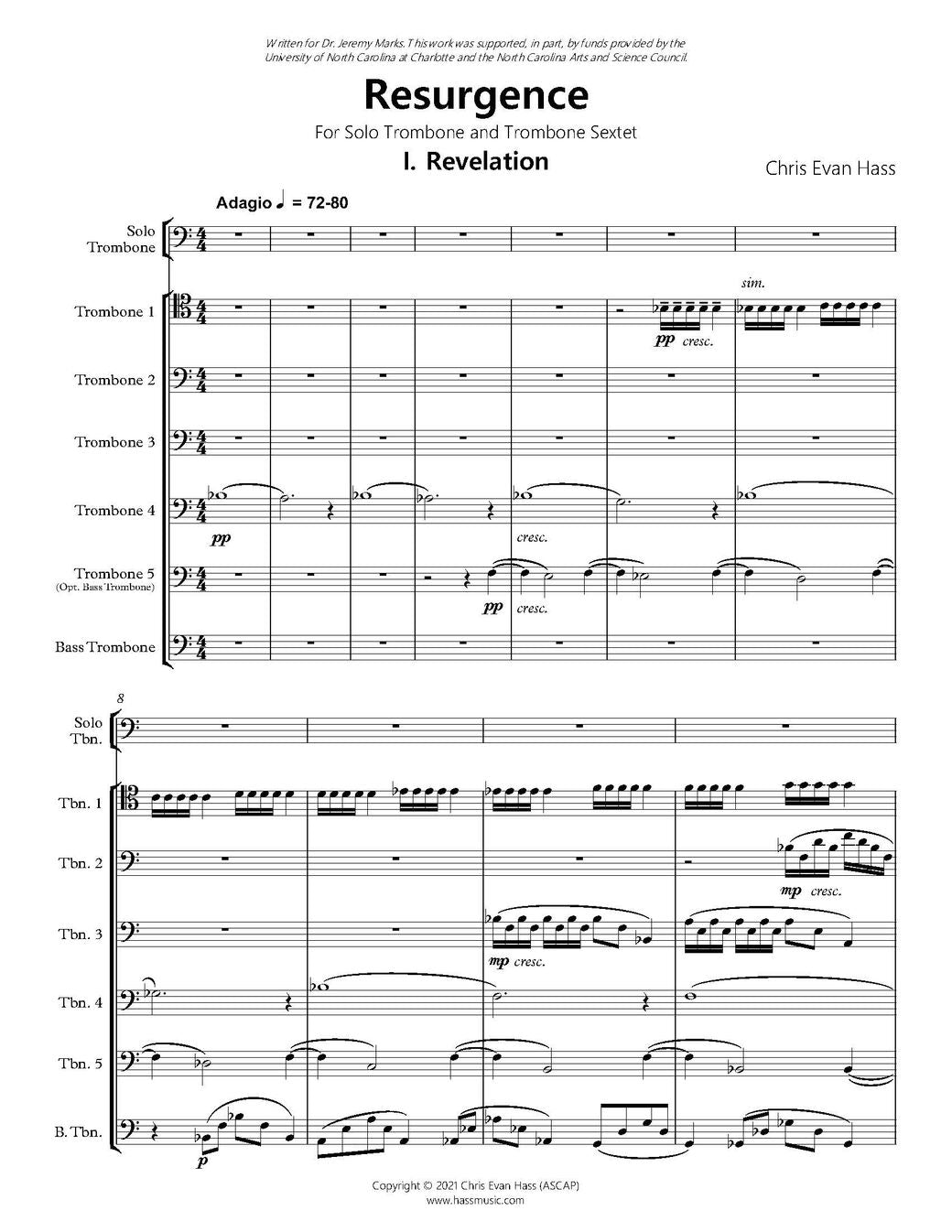 Chris Evan Hass: Resurgence for Tenor Trombone solo and Trombone Choir