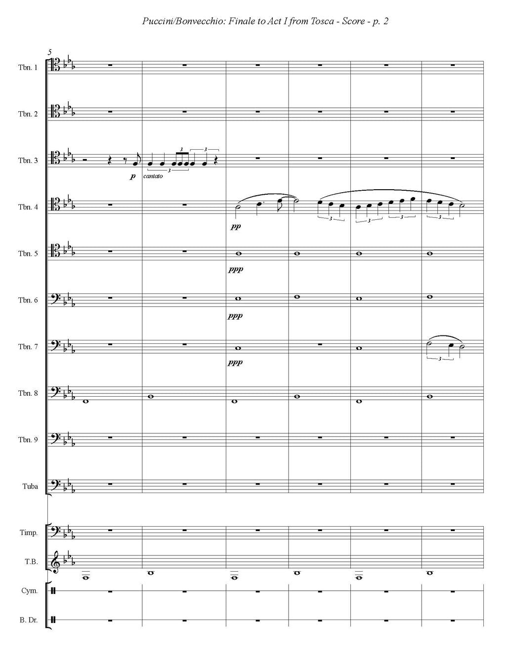 Puccini arr. Bonvecchio: Finale to Act I from Tosca for Trombone Choir and Perc.