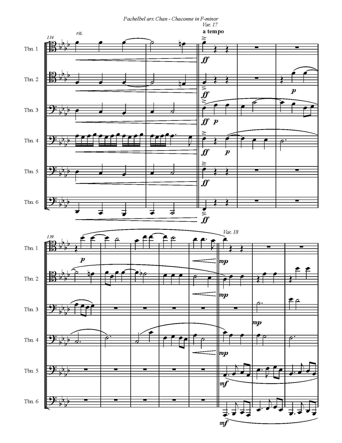 Pachelbel arr. Chan: Chaconne for Six Trombones