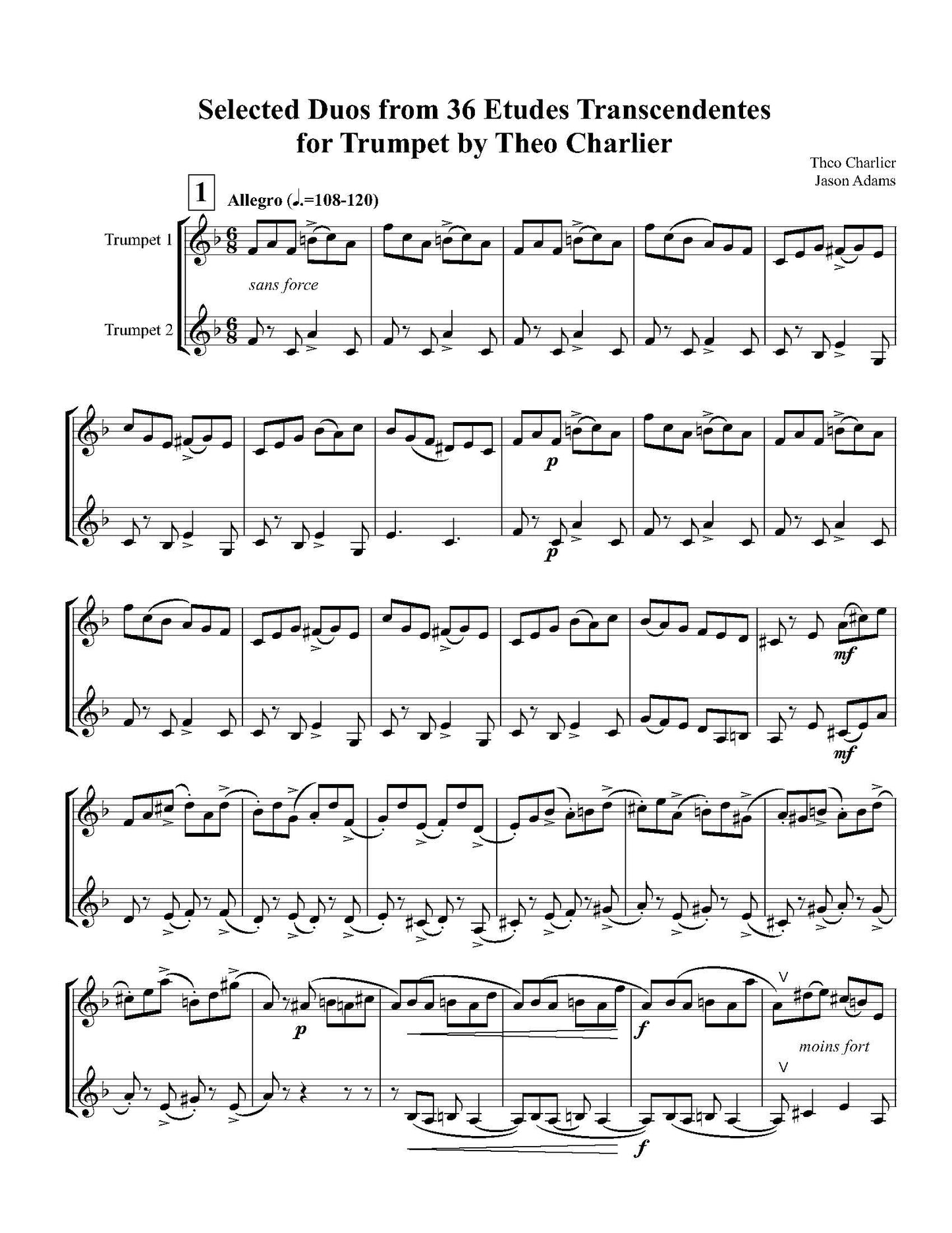 Charlier/Adams: 25 Selected Duos for Trumpet