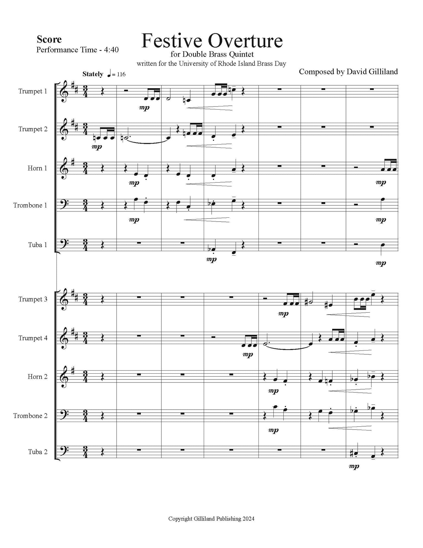 David Gilliland: Festive Overture for Double Brass Quintet