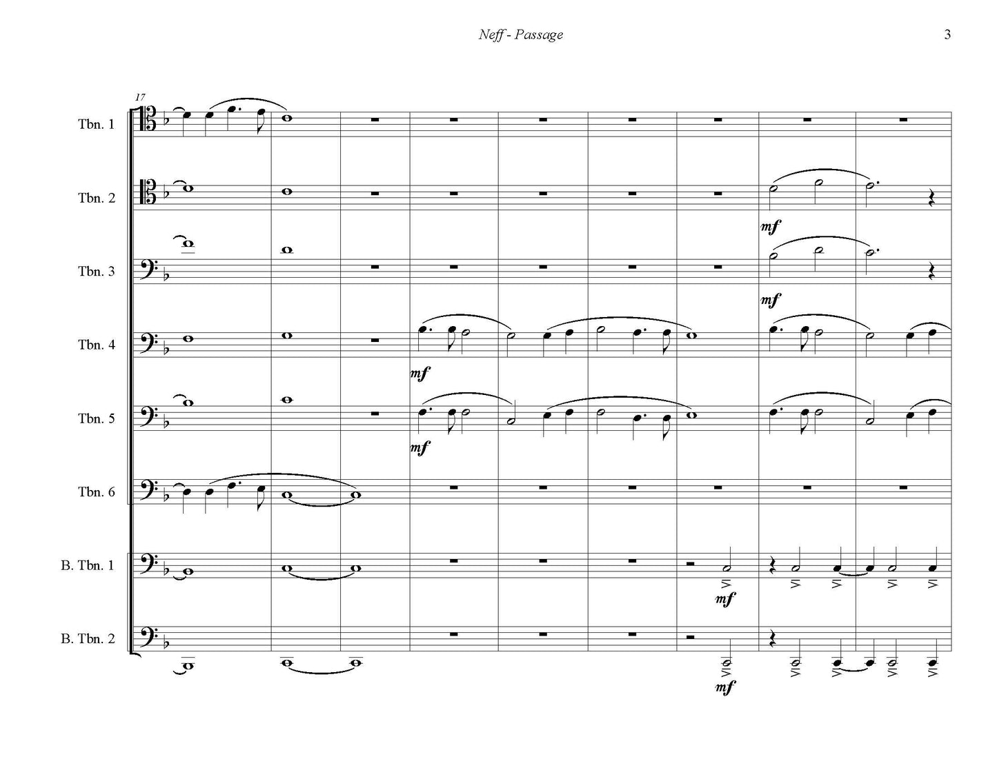 Matthew Neff: Passage for Trombone Octet