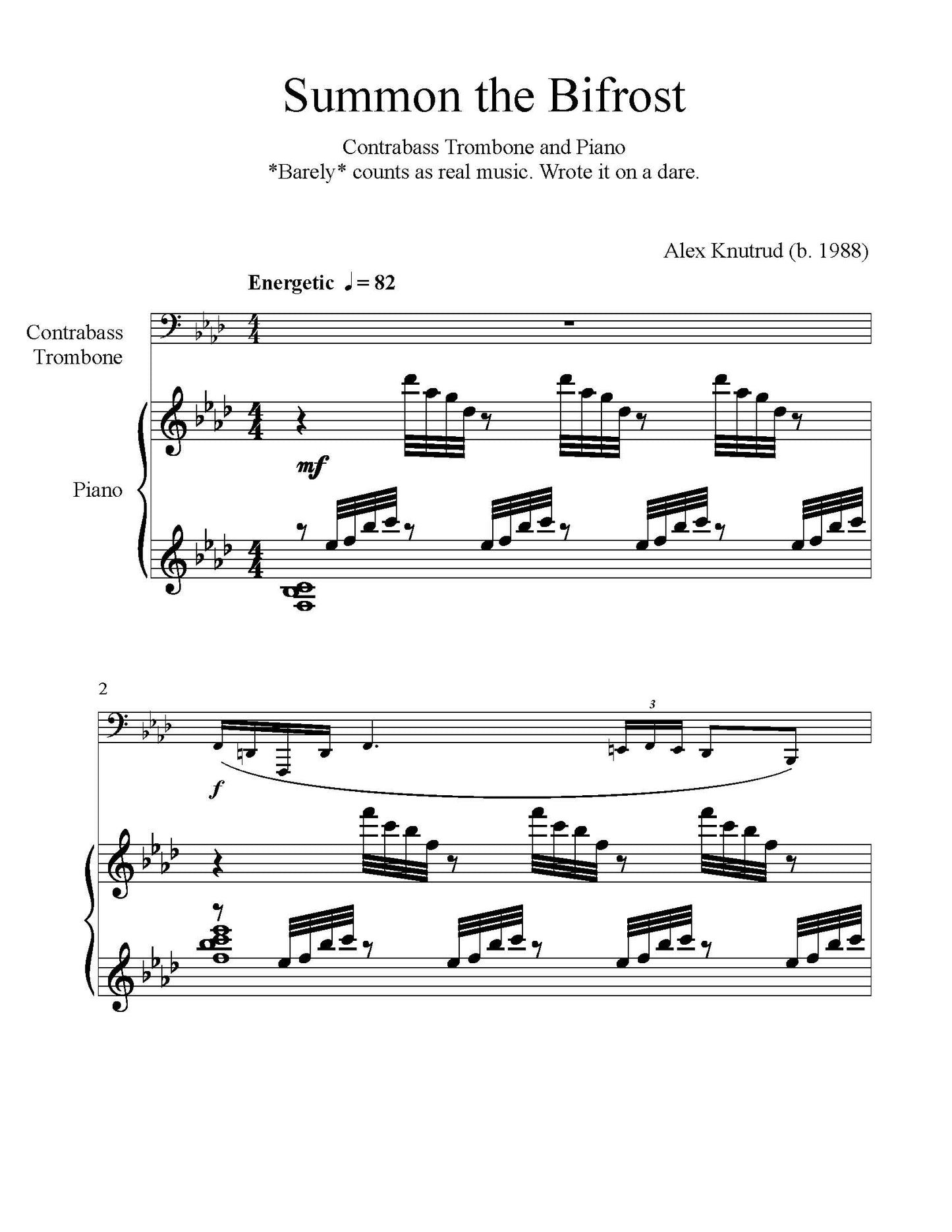 Alex Knutrud: Summon the Bifrost for Contrabass Trombone and Piano