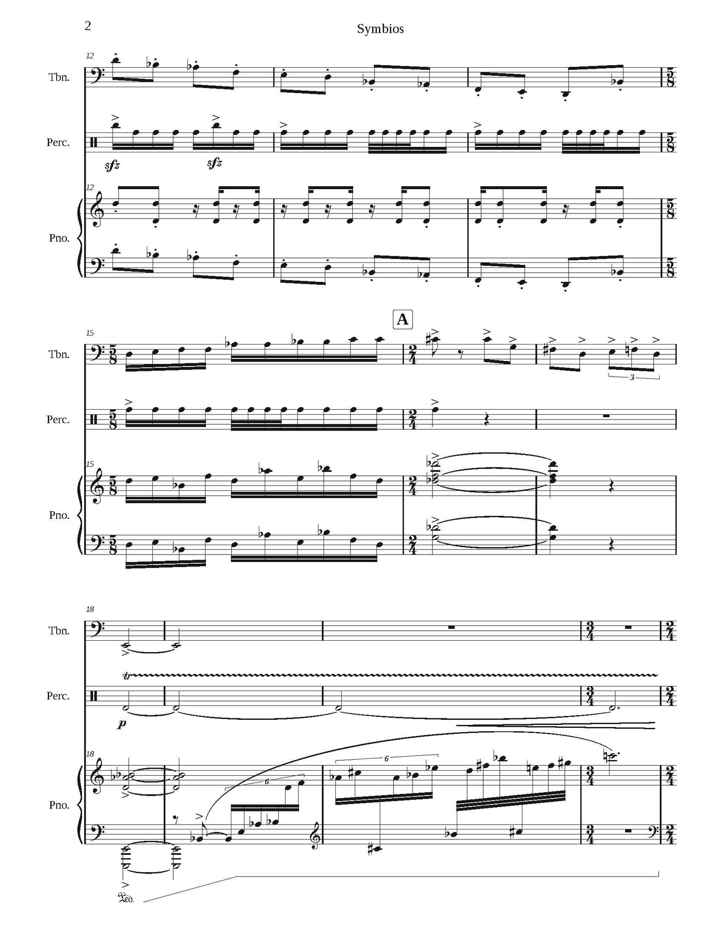 Quesada: Symbios for Trombone, Piano, and Percussion