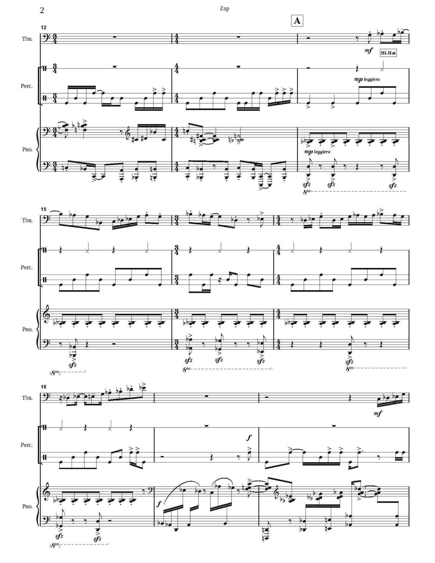 Quesada: Zap! For Bass Tromnone, Piano, and Percussion