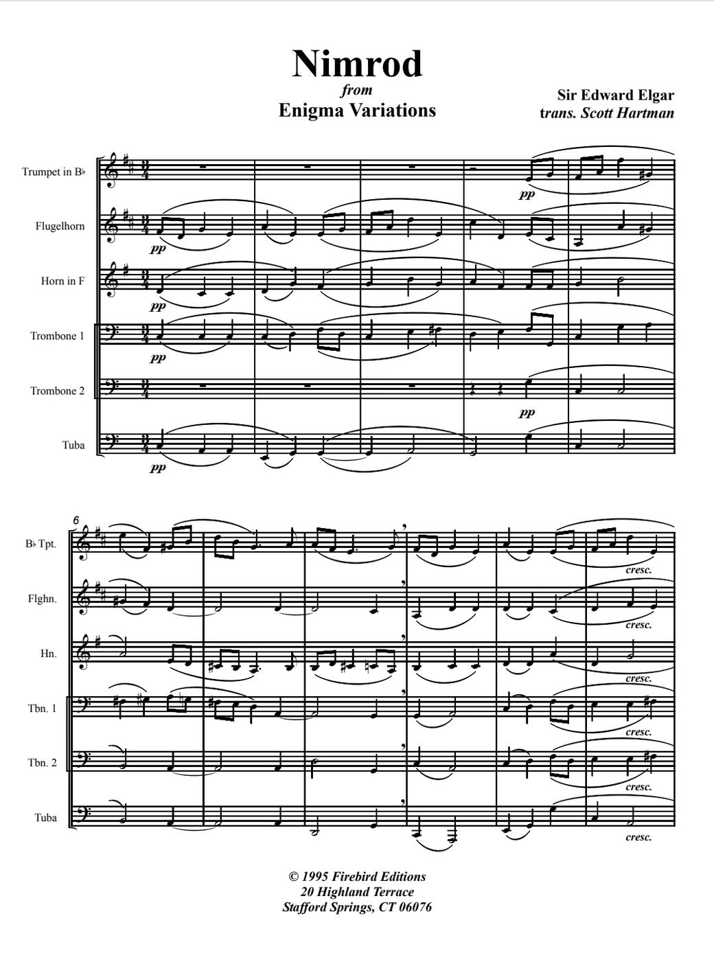 Elgar arr. Hartman: Nimrod from Enigma Variations for Brass Sextet