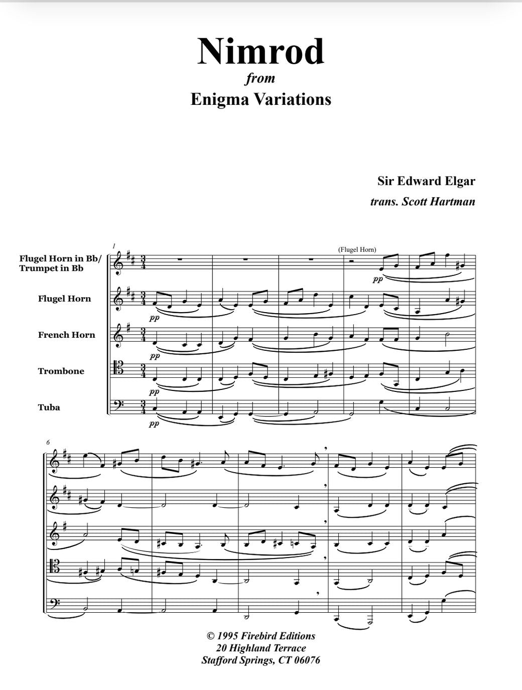 Elgar arr. Hartman: Nimrod from Enigma Variations for Brass Quintet