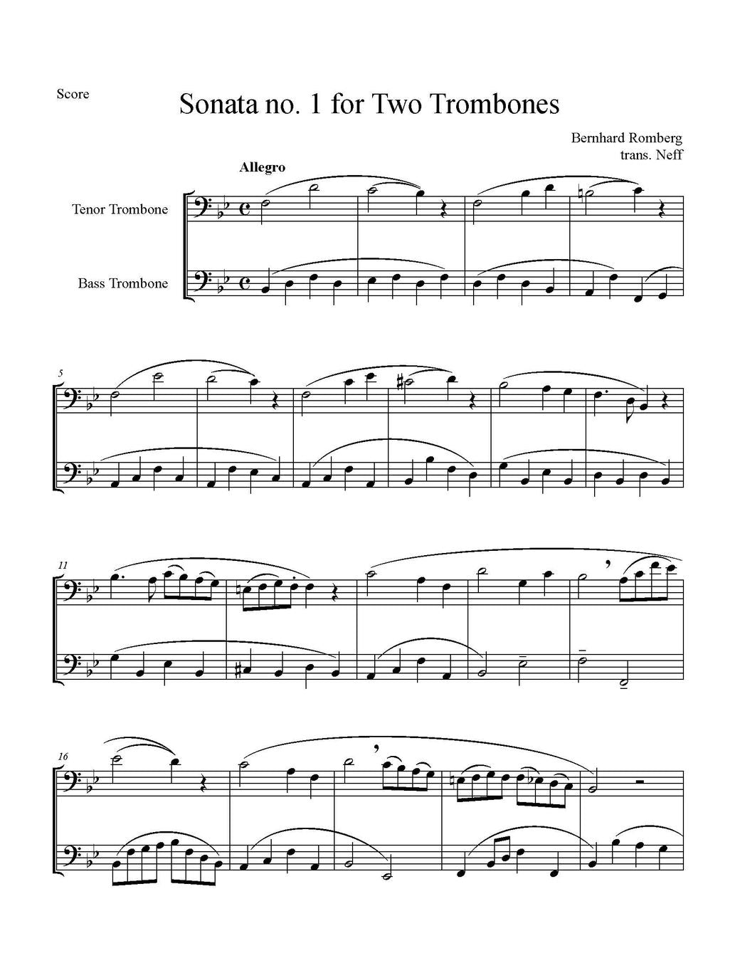 Bernhard Romberg trans. Neff: Sonata no. 1 for Two Trombones