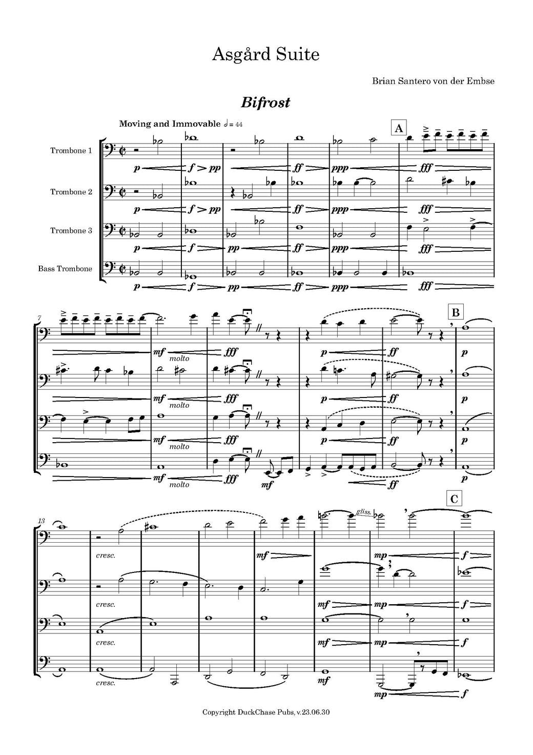 Brian Santero: Asgård Suite for Trombone Quartet