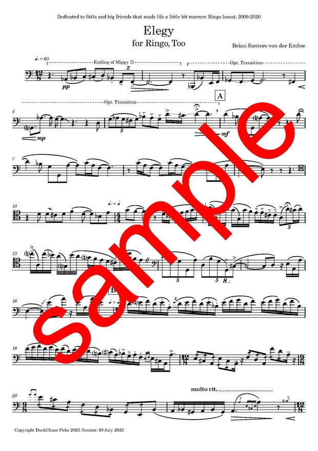 Brian Santero: Elegy for Ringo, Too for Trombone alone
