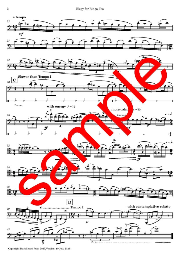 Brian Santero: Elegy for Ringo, Too for Trombone alone