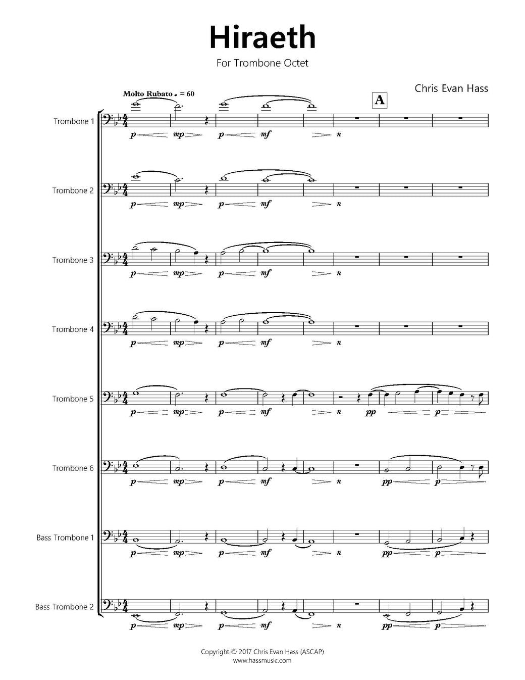 Chris Evan Hass: Hiraeth for Trombone Octet