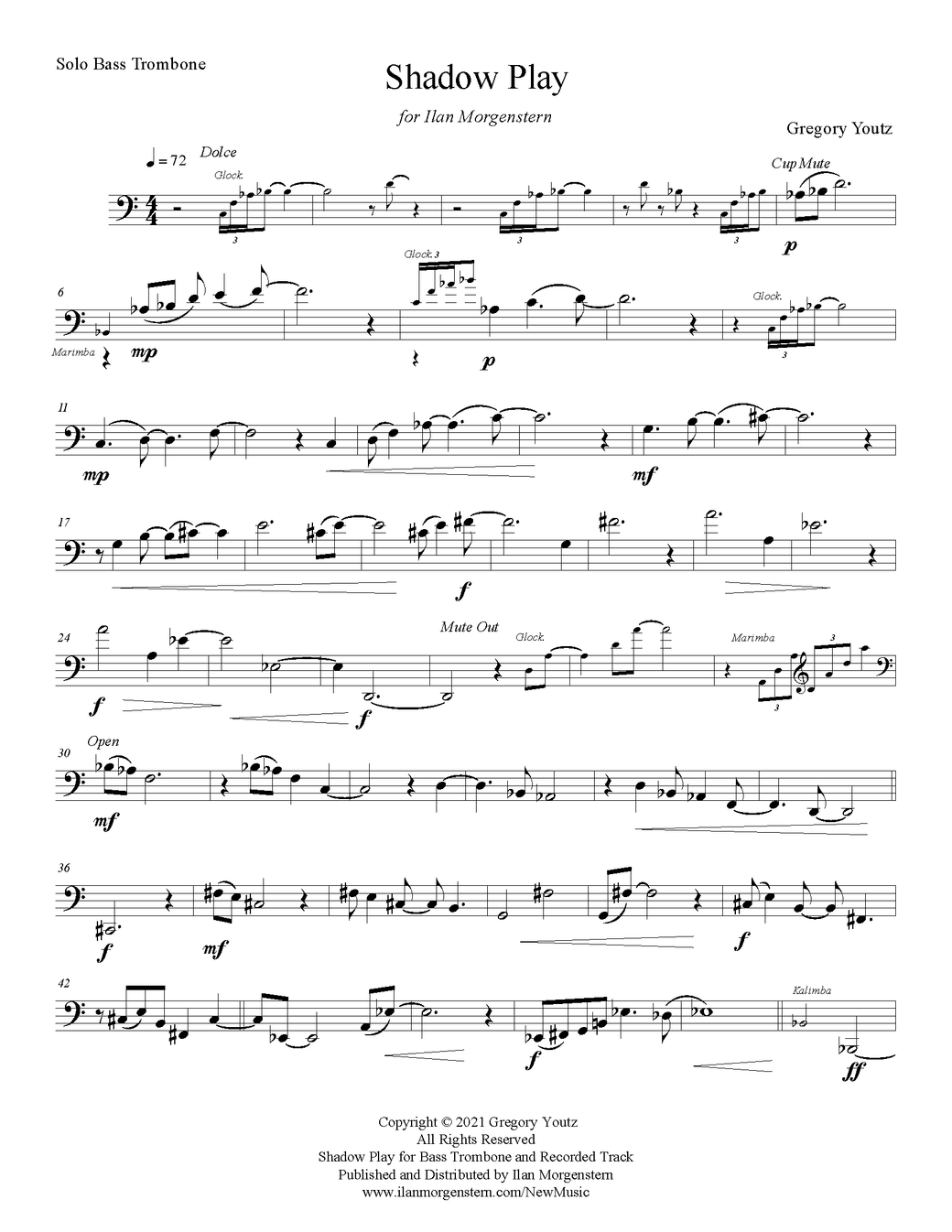 Youtz, Gregory: Shadow Play for Bass Trombone and Pre-Recorded Track