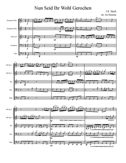 J.S.Bach/Burnam: Nun Seid Ihr Wohl Gerochen for Brass Quintet