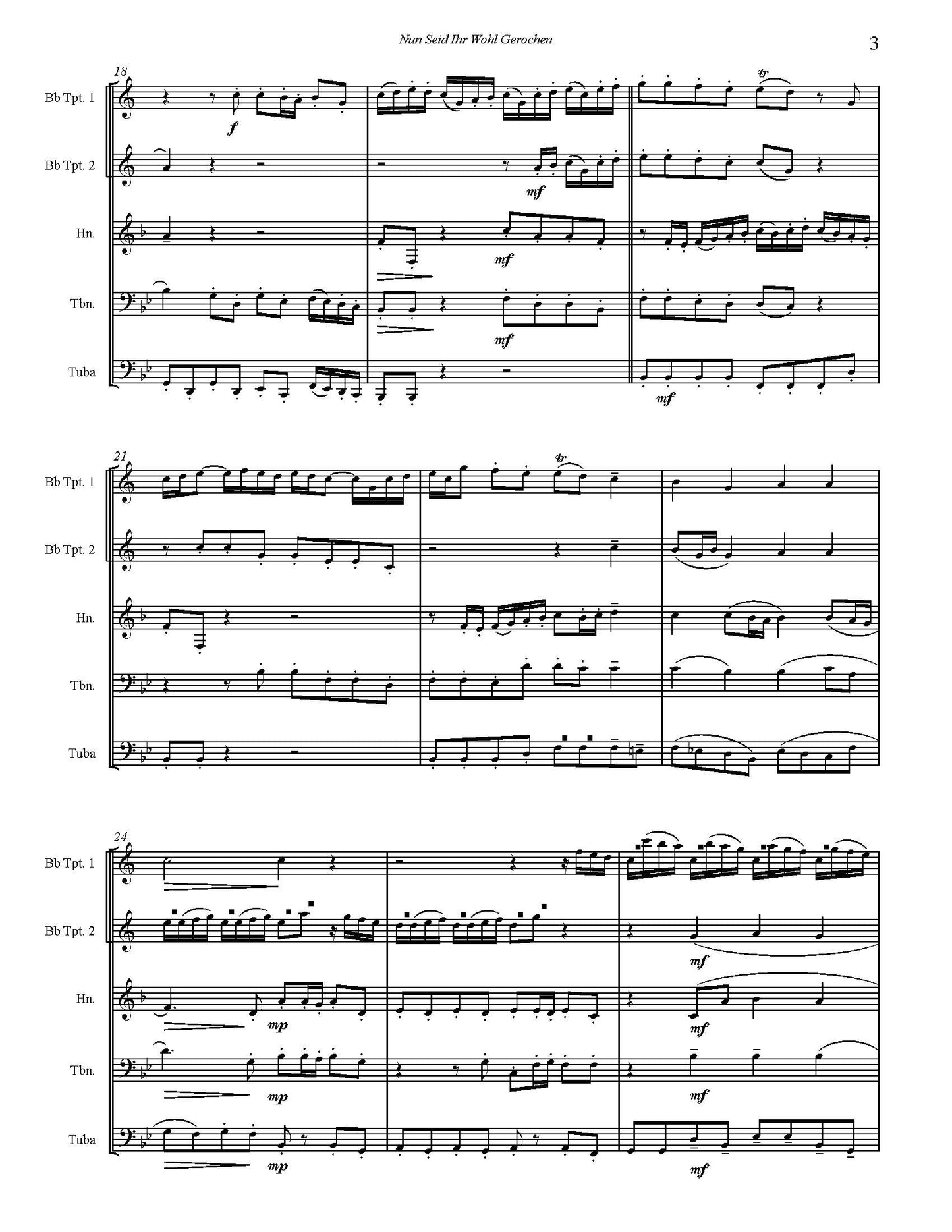 J.S.Bach/Burnam: Nun Seid Ihr Wohl Gerochen for Brass Quintet