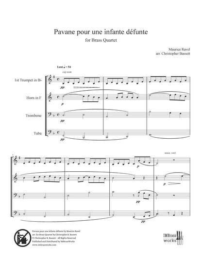 Ravel arr. Bassett: Pavane pour une infante défunte for Brass Quartet