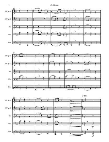 Billings arr. Burnam: Bethlehem for Brass Quintet