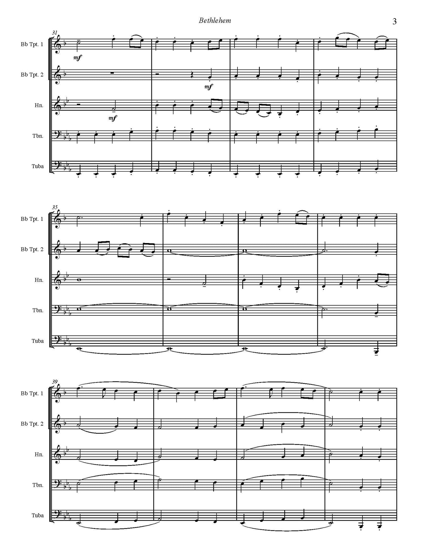 Billings arr. Burnam: Bethlehem for Brass Quintet