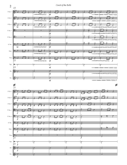 Leontovych/Burnam: Carol of the Bells for Brass Ensembple (0.3.3.Euph .1, 3 perc)