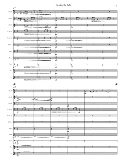 Leontovych/Burnam: Carol of the Bells for Brass Ensembple (0.3.3.Euph .1, 3 perc)