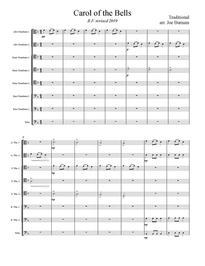 Trad. arr. Joe Burnam: Carol of the Bells for Trombone Octet