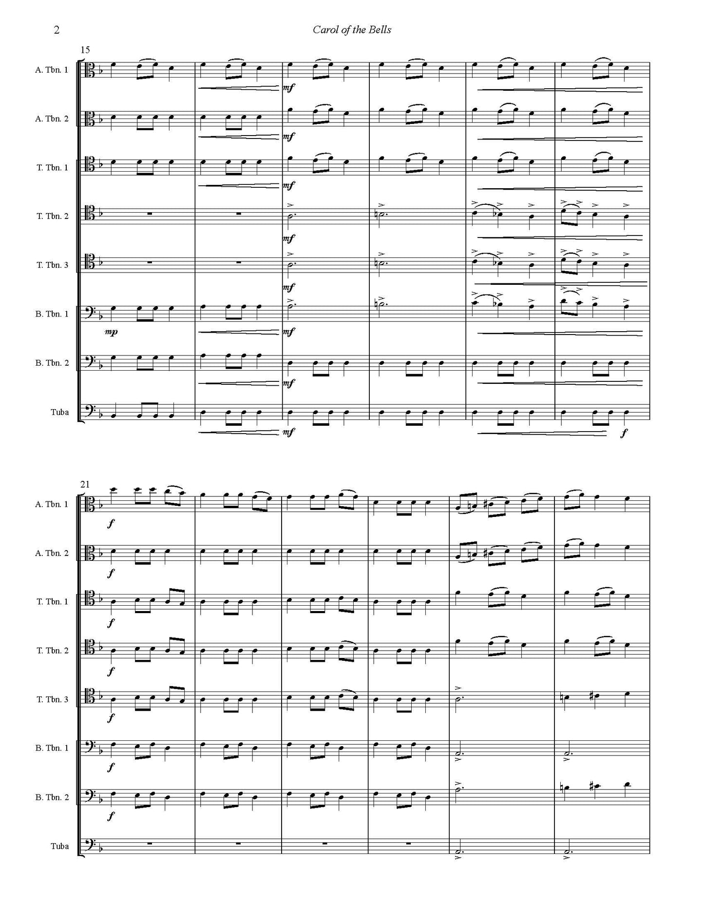 Trad. arr. Joe Burnam: Carol of the Bells for Trombone Octet