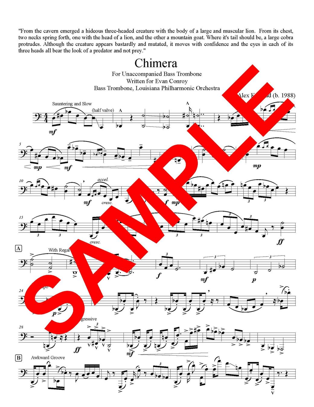 Alex Knutrud: Chimera for Unaccompanied Bass Trombone