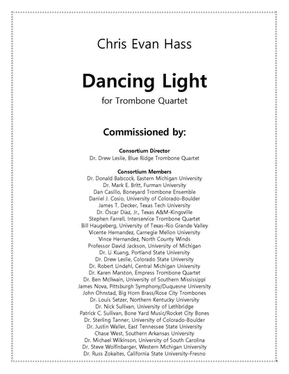 Chris Evan Hass: Dancing Light for Trombone Quartet (PDF)