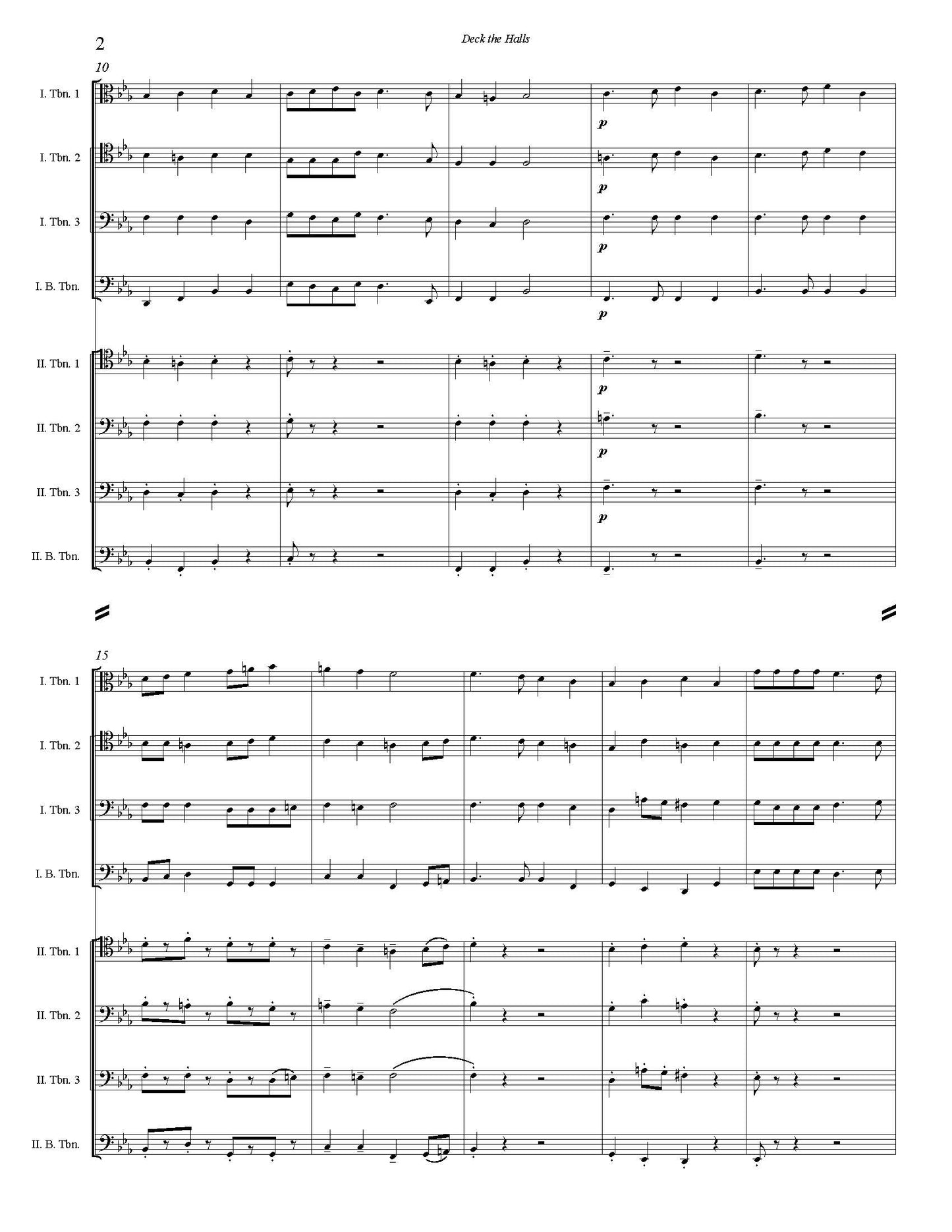 Trad. arr. Joe Burnam: Deck the Halls for antiphonal trombone quartets