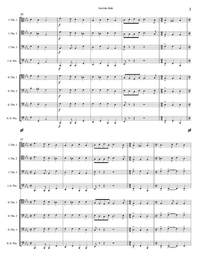 Trad. arr. Joe Burnam: Deck the Halls for antiphonal trombone quartets