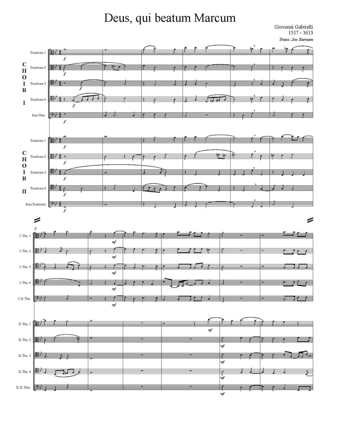 Gabrieli arr. Burnam: Deus, qui beatum Marcum for Double Trombone Quintet