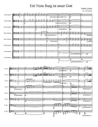 Martin Luther arr. Burnam: Ein Feste Burg (A Mighty Fortress Is Our God) for Trombone Octet